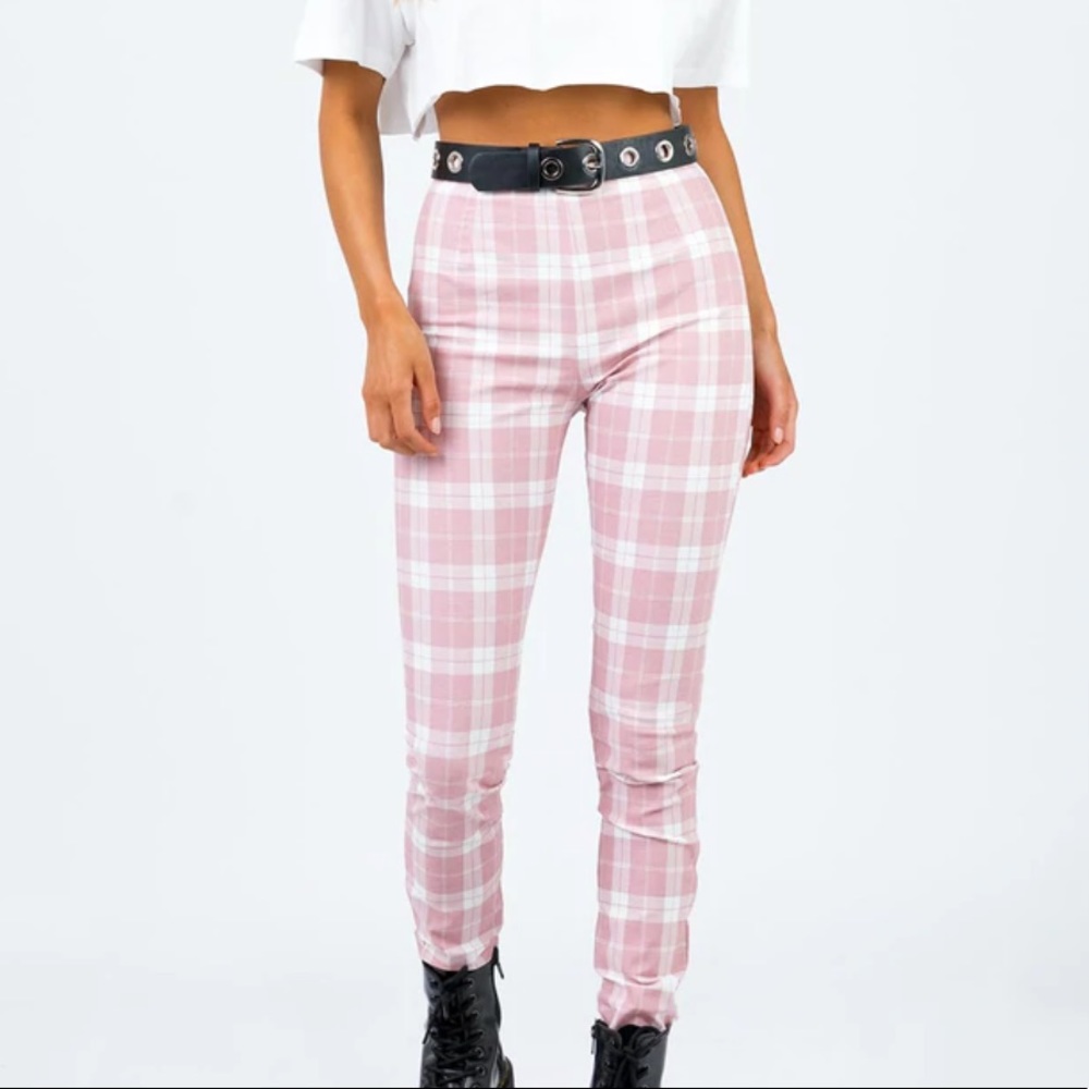 Princess Polly Lillianne Pink Plaid Pants